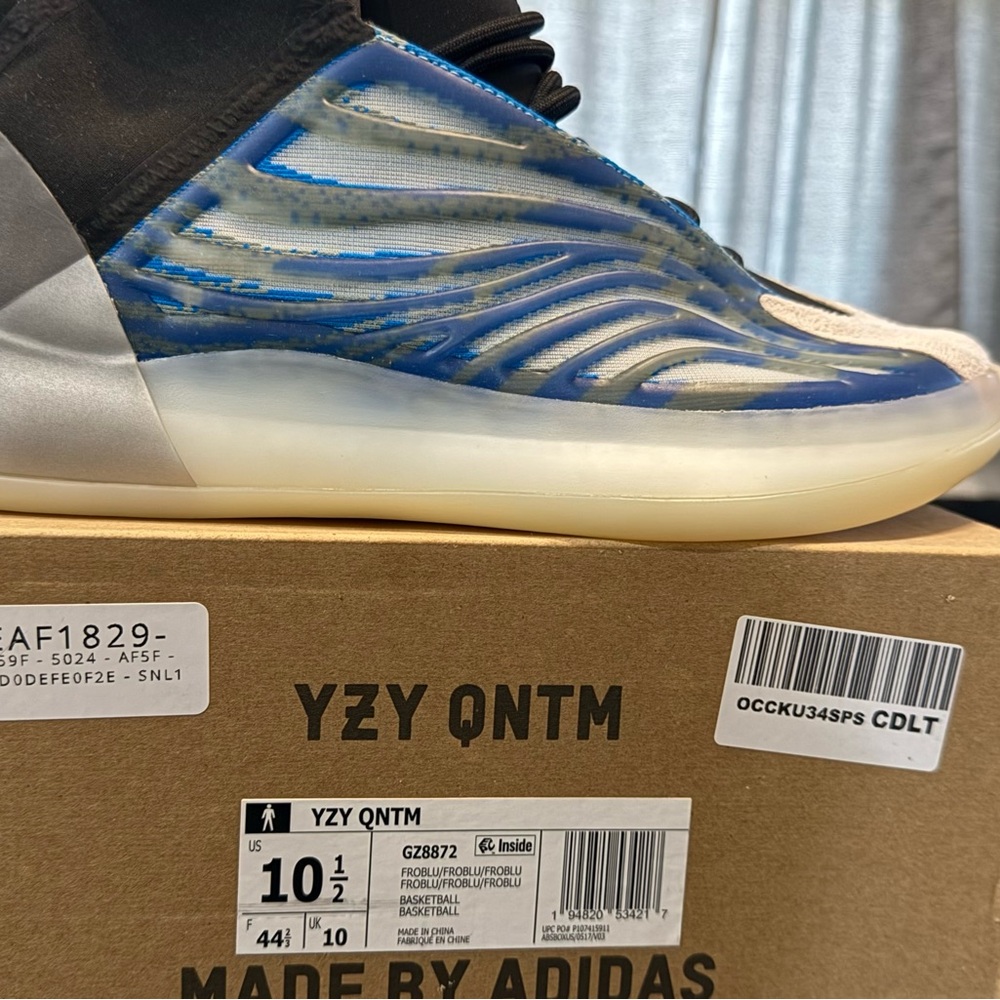 Yeezy QNTM Blue Wave High-Top Basketball Sneakers